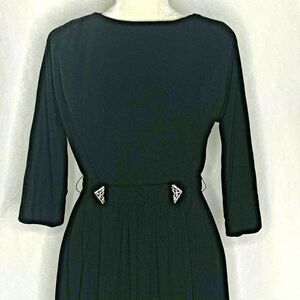 Vtg 60s Henry Lee Midi Dress S Black Rhinestones